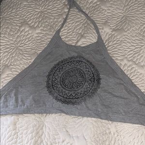Heather grey la hearts crop top